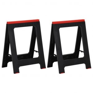 VidaXL Tréteaux de travail pliables 2 pcs PP Noir et rouge 350 kg