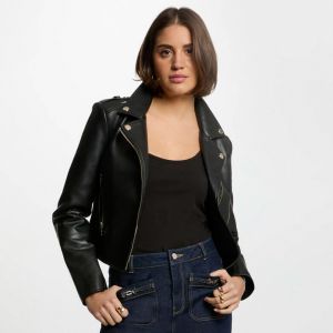 Morgan Blouson court simili cuir noir femme - Taille 42