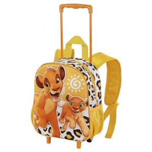 Karactermania Disney Roi Lion Africa-Sac à Dos 3D à roulettes Petit, Jaune, 26 x 34 cm, Capacité 12,5 L