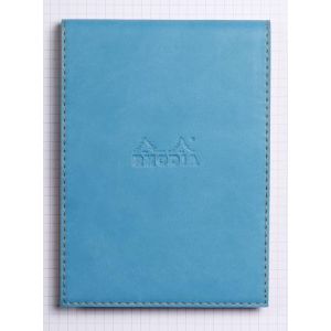 Image de Rhodia 138207C - Porte-bloc rama turquoise format 11,5 x 15,8 cm en simili cuir, avec porte-crayon + bloc N°13 ligné