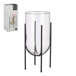 Image de Mica Decorations Vase Jamey - H49,5 x Ø23,5 cm - Transparent, Noir