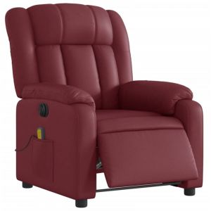 VidaXL Fauteuil de Massage Inclinable Électrique, Chaise de Relaxation avec Dossier, Siège avec Accoudoirs Salon, Moderne, Rouge Bordeaux