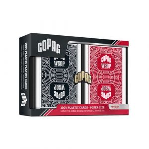 Copag Cartes de Poker 100% Plastique - Lot de 2 Jeux (Rouge & Noir) - Format Poker - Jumbo Face – 2 Index - Qualité Professionnelle et Durabilité Exceptionnelle