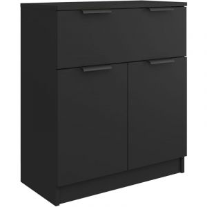 Buffet bahut commode armoire meuble de rangement organisateur cuisine salle de séjour salon 60 x 30 x 70 cm bois d'ingénierie noir