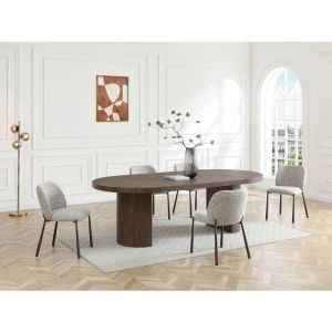 Lot de 6 chaises en tissu textur&eacute; et m&eacute;tal marron - Beige - JIZAK