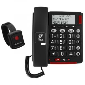 Amplicomms Téléphone fixe filaire Bigtel 50 Alarm Plus - Noir