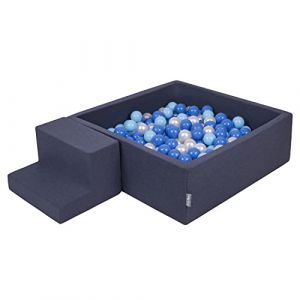 Aire De Jeux En Mousse Avec Carr&eacute; Piscine &agrave; Balles (100 Balles) Pour Enfants, Bleu Fonc&eacute;:Babyblue/Bleu/Perle - bleu fonc&eacute;:babyblue/bleu/perle
