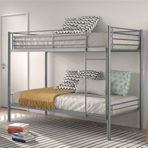 M&S Lits superposés 90x200 cm en métal gris