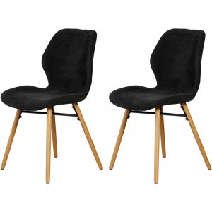 M&S Lot de 2 chaises repas 46x53x84 cm en tissu noir - KRISTEN