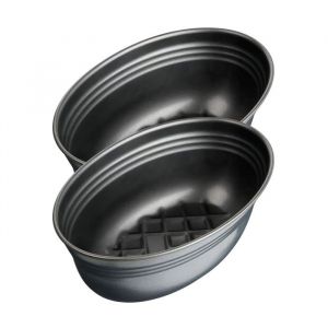 Zenker 9338850 Lot de 2 Moules &agrave; pain ovale avec fond quadrill&eacute;, moule &agrave; pain de mie, moule &agrave; g&acirc;teau, Acier, Noir, 26 x 16 x 9 cm