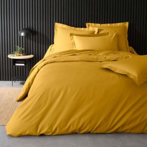 Douceur D'int&eacute;rieur - Housse de Couette Jaune en Percale de Coton - Douceur et &Eacute;l&eacute;gance 260 x 240 cm