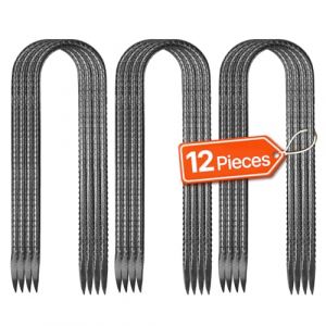 VEVOR Piquets d'Armature 25,4 cm Piquets d'ancrage au Sol Forme U Robustes en Acier Galvanis&eacute;, Lot de 12, Ancres de Sol, Diam&egrave;tre 8 mm, avec Pointe Biseaut&eacute;e, pour Jardin, Cl&ocirc;tures, Tentes de Camping