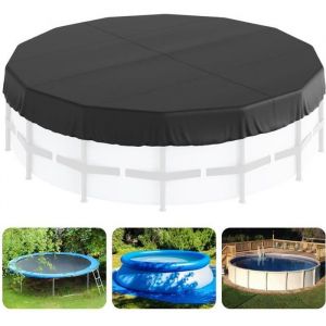 Image de VEVOR B&acirc;che Piscine Ronde, Couverture Solaire pour Piscine Hors Sol 4,57 m Housse de S&eacute;curit&eacute; d'Hiver Tissu Oxford 420D Imperm&eacute;able R&eacute;sistant au Soleil Cordon de Serrage pour Protection Piscines, Noir