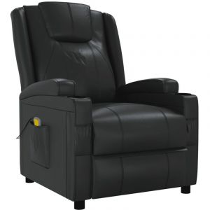 VidaXL Fauteuil de Massage, Si&egrave;ge avec Accoudoirs et Dossier, Chaise de Relaxation avec Repose-pied, Meuble de Salon, Moderne, Noir Similicuir