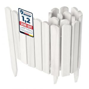 Garronda cl&ocirc;ture de Jardin en Bois Bordure Jardin Cloture Jardin Exterieur, Palissade Bordurette Longueur: 100 cm GD-0148 (Blanc, Hauteur : 30 cm)