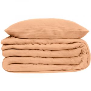 Atmosphera Parure de lit 2 Personnes en gaze de coton Rose 240 x 220 cm Housse de couette avec 2 taies - Rose