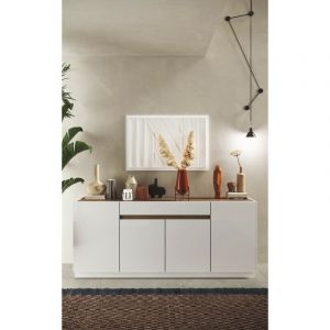Azura home design Buffet fantasy Blanc laqué/chêne Mercure 205 cm