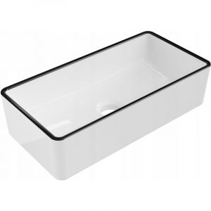 Desconocido Vasque à poser rectangulaire, céramique 46,5x23,5x12 cm Blanc/Noir