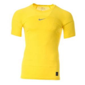 Nike T-shirt de compression Homme - Jaune - Fitness - Manches courtes