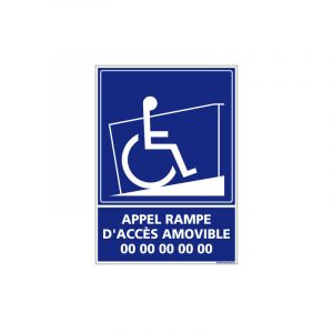 Signaletique.biz France - Panneau de Signalisation appel rampe d'acces amovible (G1116) - Adhésif - 75 x 105 mm