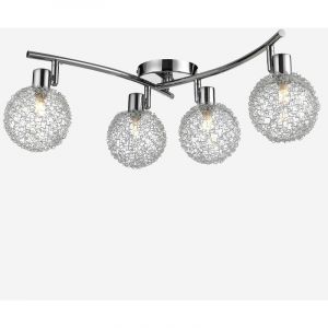 Monzana Plafonnier LED 4 spots rotatif 360&deg; chrome Lampe pivotable 90&deg; int&eacute;rieure design Culot G9 &Eacute;clairage plafond salon IP20