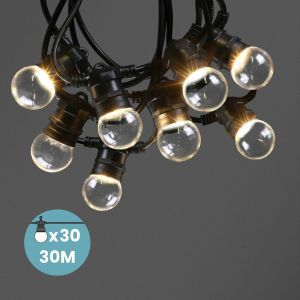 SkyLantern Guirlande Guinguette 30M Raccordable en s&eacute;rie Transparente IP65 Guirlande Electrique Exterieur 30 Bulbes Transparent