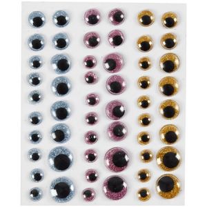 Creotime Yeux mobiles autocollants - 8 &agrave; 15 mm - 54 pcs