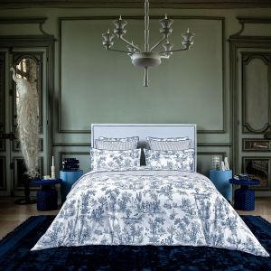 Anne de Solène Housse de couette percale bleu foncé 260x240 cm