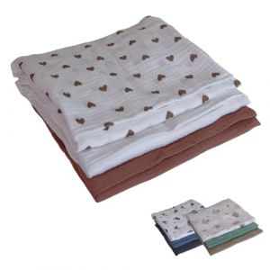 Monsieur Bébé Lot de 3 langes - 30 x 30 cm