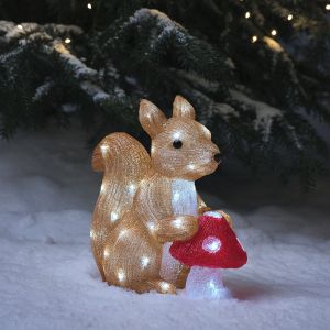 Lights4Fun Écureuil Lumineux de 32 cm en acrylique, Figurine de Noël à Piles
