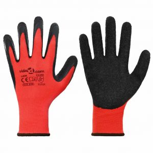 VidaXL Gants de Travail 12 pcs Rouge et Noir 8 / m Rev&ecirc;tement en latex