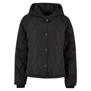 Urban classics Ladies Oversized Diamond Quilted Hooded Jacket, Black, XL Femme
