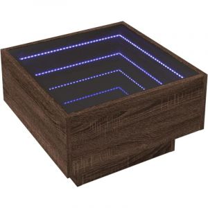 VidaXL Table basse avec LED chêne marron 50x50x30 cm bois d'ingénierie, table d'appoint, table de salon, table latérale, bout de canapé