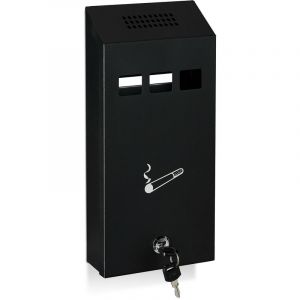 Relaxdays Cendrier Mural pour extérieur, résistant aux intempéries, matériel de Montage et clé, 32x15x6 cm, Noir