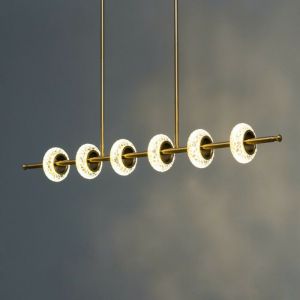 Kosilum Majestueuse suspension horizontale LED en verre et métal - Cassandra