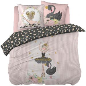 BALLET - Parure de Lit Coton Motif Danseuse Housse de Couette 200x200cm + 2 Taies d'Oreiller - Altobuy