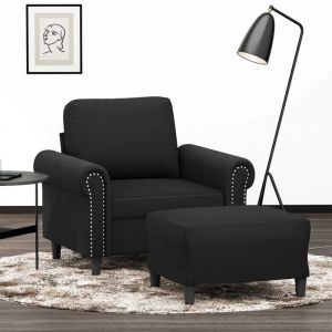 VidaXL Fauteuil avec repose-pied Noir 60 cm Velours3201210