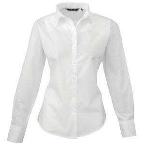 Premier Fitness Poplin Long Sleeve Blouse, Blanc