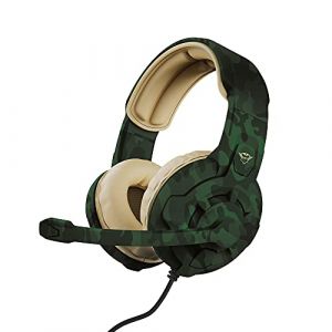 Trust Gaming GXT 411C Radius Casque Gamer Multiplateforme pour PC, PS5, PS4, Xbox, Nintendo Switch, Mobile, Over Ear, Jack 3.5mm, Contrôle du Volume, Microphone Réglable - Camo Vert