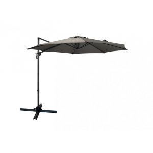 Image de Parasol d&eacute;centr&eacute; rond &Oslash;3M mat en acier gris anthracite et toile polyester gris anthracite