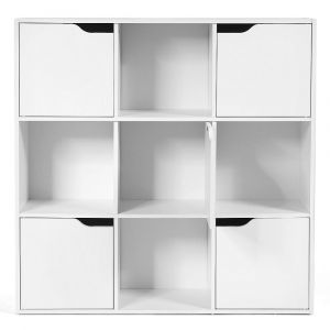 Bibliothèque de rangement cube de rangement 5 avec portes 90 x 29 x 90 cm blanc 20_0004793
