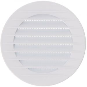 EDM - Grille de ventilation ronde encastrable avec moustiquaire fabriqu&eacute;e en abs de couleur blanche &Oslash;8cm &Oslash;10,7cm