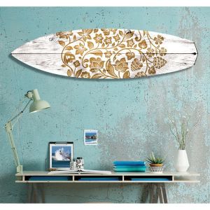 Hexoa Planche de Surf Décorative,Impression sur Alu Dibond, Fleurs, 150x40 cm