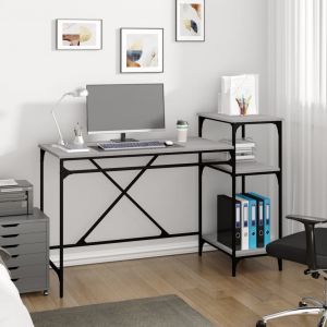 VidaXL Bureau et étagères sonoma gris 135x50x90 cm bois ingénierie/fer