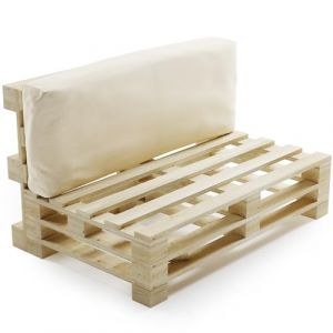 Coussin palette déhoussable imperméable dossier 120 x 40 cm beige