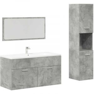 VidaXL Ensemble de meubles de salle de bain 3 pcs gris b&eacute;ton