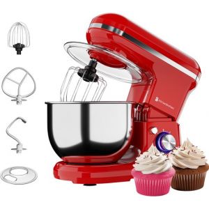 Robot de cuisine - KitchenBrothers - 5L - Mixeur de cuisine - 1200W - Rouge