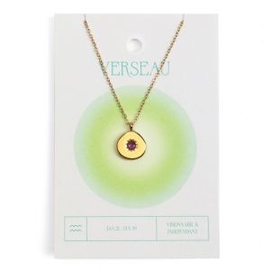 Nature & Découvertes Collier du zodiaque acier doré et strass en verre collection Aura