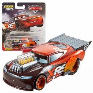 Mattel Disney Pixar Cars Petite Voiture Xrs Drag Racing, Nitroade, Véhicule avec Pistons Animés et Flammes, Jouet pour Enfant, Gfv37