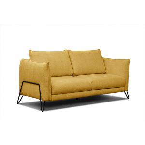 Canapé droit 3 places tissu jaune - HOSTEN